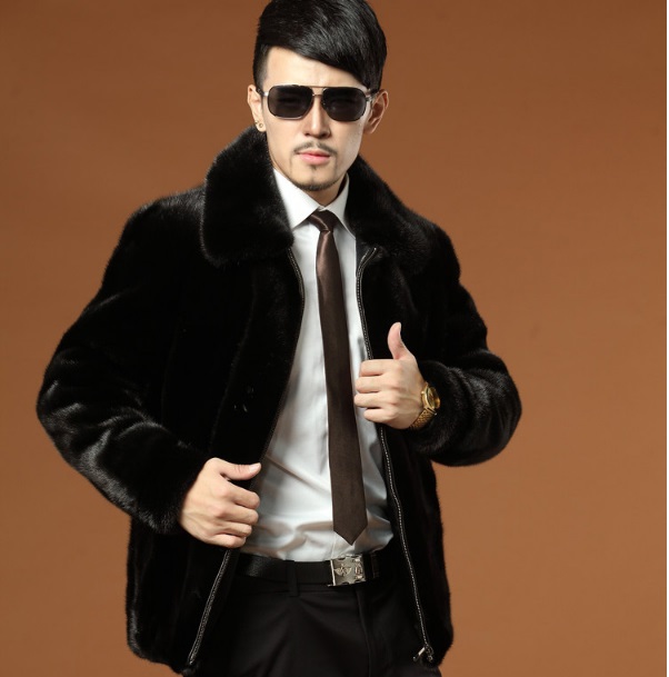 

coat men 2020 Mens Faux Fur Coats Winter Warm Thick Fur Coat Turn-down Collar Formal Imitation Overcoat XL711, Black
