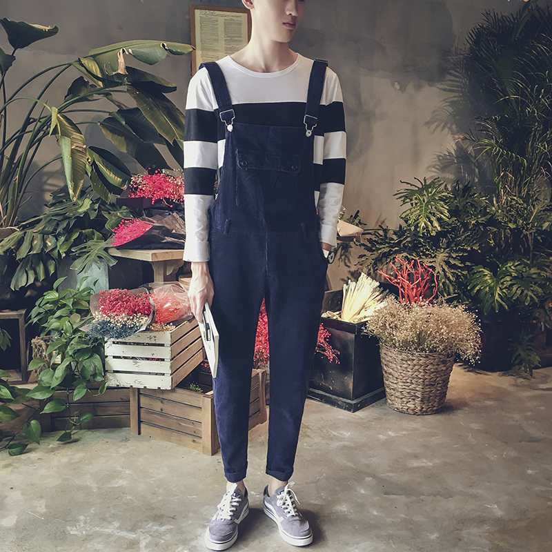 

New 2017 men's clothing Autumn wear Korean casual overalls suspenders slacks for teenagers costumes, Pink