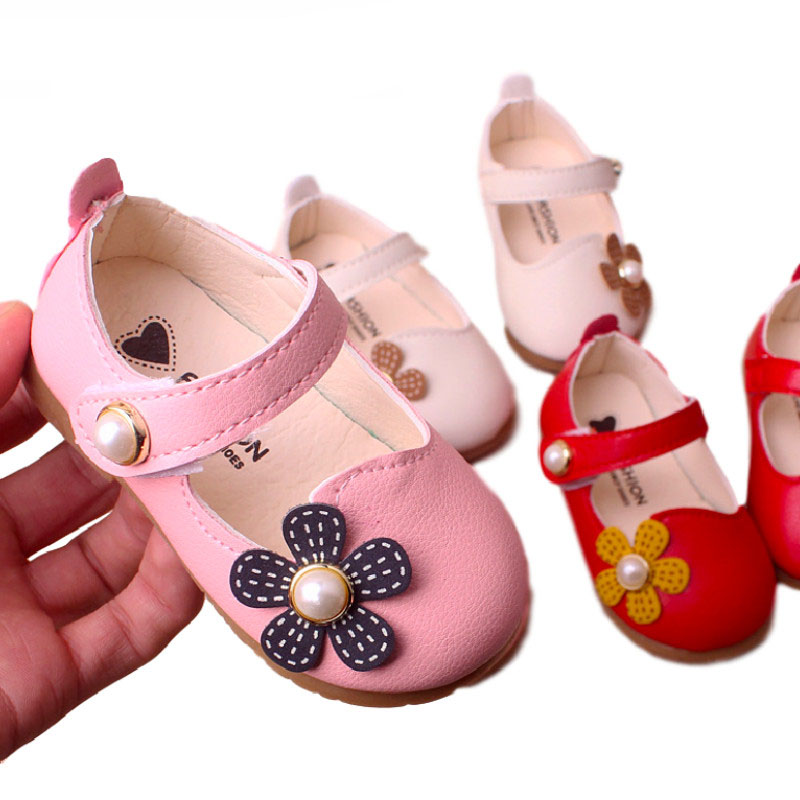 

Insole 11.5-13.5cm New Autumn Flower Girl Baby Single Shoe Soft Sole Leather Shoes
