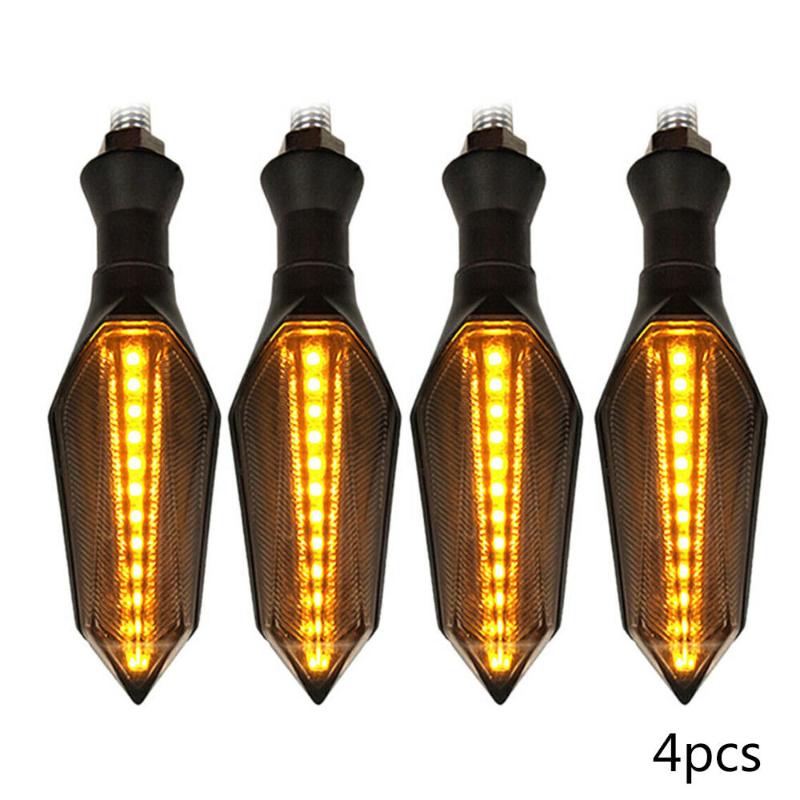 

4x Motorcycle LED Turn Signal Lamp Sequential Flowing Indicator Lights Amber, As pic