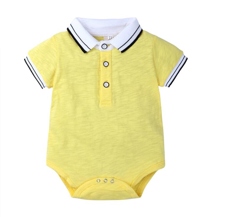 

Infant Summer Short Sleeve Yellow Cotton Romper One Piece 0-18M Baby Jumpsuit KD 035