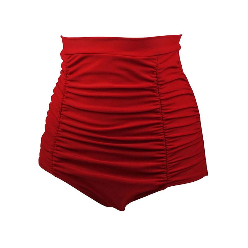 

New Style Europe And America Pool High-waisted Elasticity Pleated Retro Bikini Bottom Beach Swimming Trunks /30