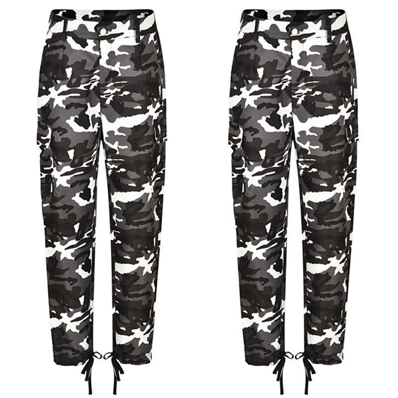 Compre Moda Europea Mujeres Militares Camo Rojo Pantalones Cargo