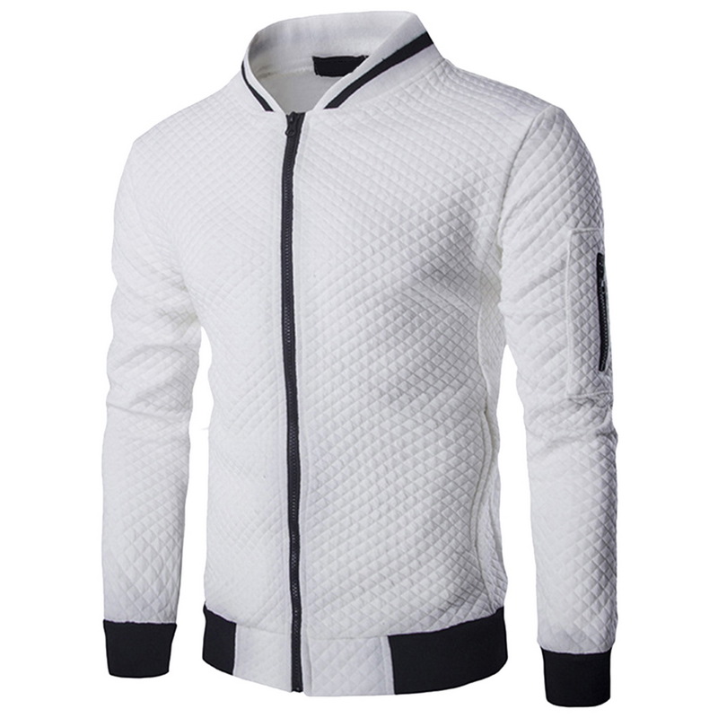 

TANG 2019 Autumn New Trend White Fashion Men's Jackets Clothes Men's Veste Homme Bomber Fit Argyle Zipper Jacket Casual Jacket, Black;brown
