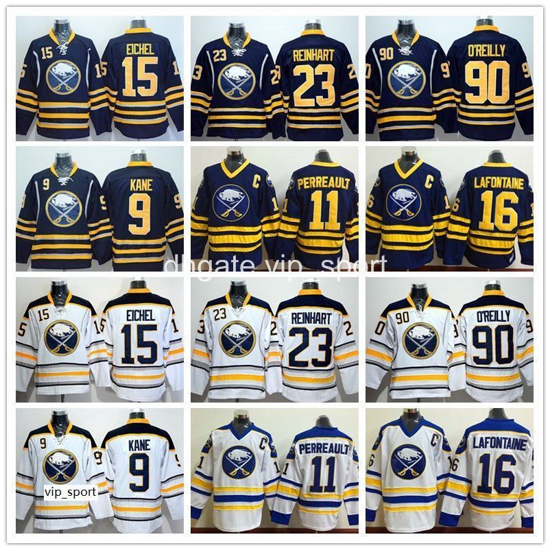 

Ice Hockey Buffalo Sabres Jerseys 15 Jack Eichel 90 Ryan O'Reilly 9 Evander Kane Sam Reinhart 11 Gilbert Perreault 16 Pat LaFontaine, Black;red
