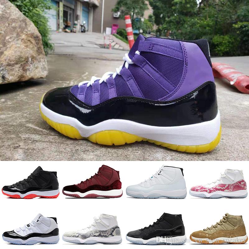 Cheap New 11 11s Men Basketball shoes Purple Bred 2019 Concord 45 23 Cap and Gown Prom Night Mens Sports Designer Sneakers US 5.5-13