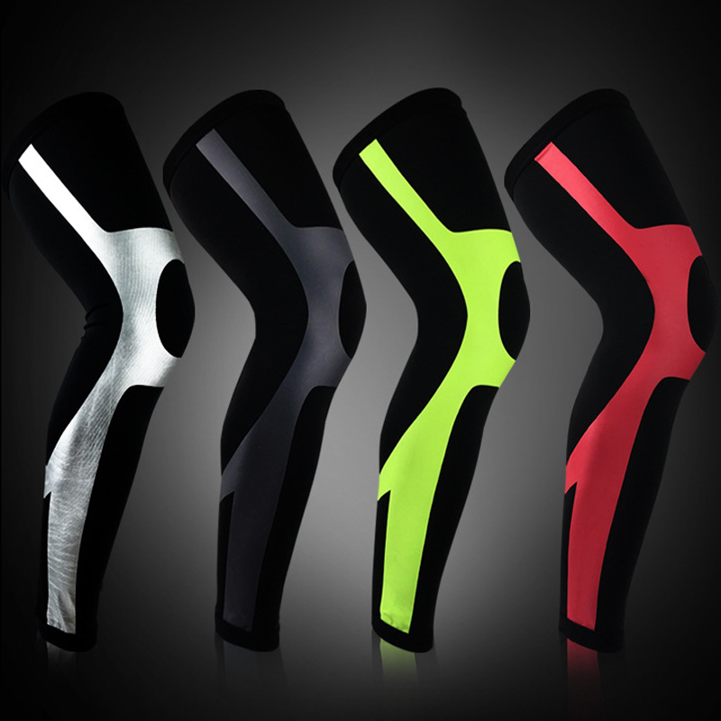 

1 Pair Unisex Elastic Riding Knee pads Basketball Football Leg knee long sleeve protector Leg warmer UV protection sports protective Safety, Red