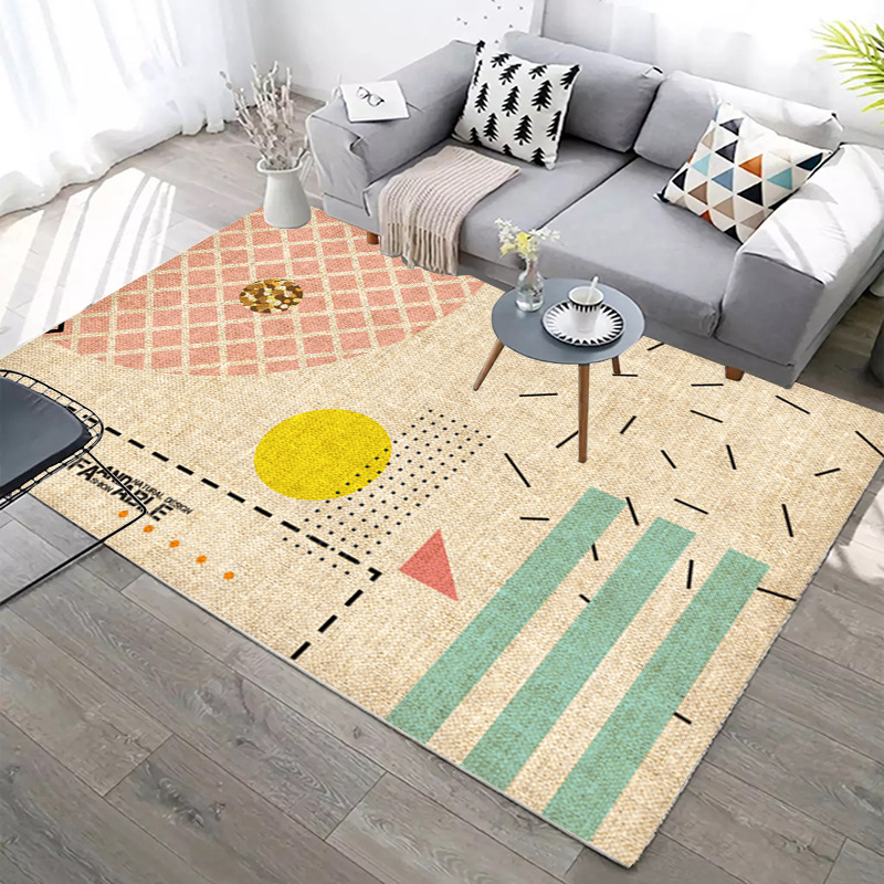 

Carpet For Bedroom Parlor Factory Supply Modern Simple Geometric Wood Floor Rug Carpet Non-slip Antifouling Rug For Living Room, Yp-10