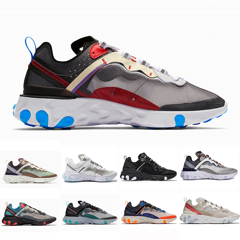 

36-45 Dark Grey Total Orange UNDERCOVER x Upcoming React Element 87 Running Athletic Shoes Women Men Blue Chill Green Mist Sports Sneakers