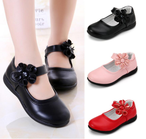 

Girls Leather Shoes for Children Wedding Dress Princess School Shoes Kids Summer Bow-knot Black Student Sandals Fashion