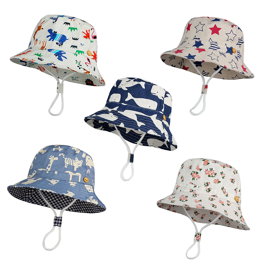 

Children Bucket Hats Kids Stingy Brim Hats Animal Stars Floral Printing Fisherman Beach Sun hat Folding Caps M1952, Randomly send
