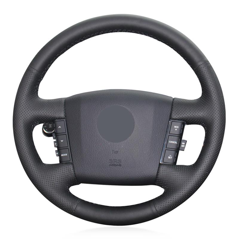 

Hand Sew Black Genuine Leather Car Steering Wheel Cover for Kia Borrego 2008 2009 2010 2011 2012 2013 2014 2015