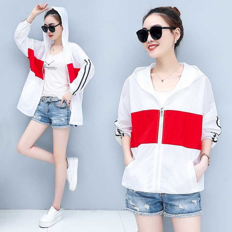 

Thin Sun- Clothing Female Long Korean Version of the Loose Hooded Anti-Ultraviolet Sunshade Beach Sun-Protective Clothing, Purple