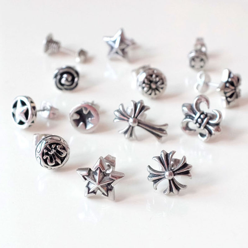 

Stainless steel retro old cast earrings Euroamerican popular gothic earrings for men and women ornaments