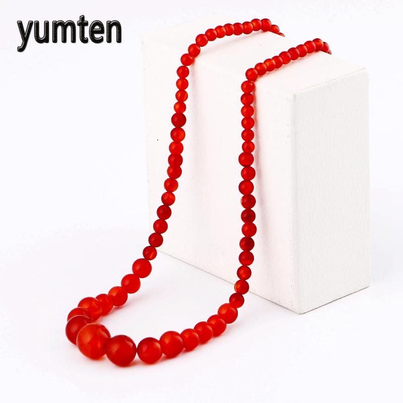 

Natural Stone Carnelian Round Beads Red Agate Crystal Red Agate Tower Chain Collar Chalcedony Pearl Necklace Women