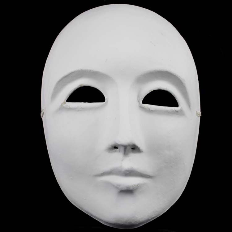 

painted Pulp Plaster Covered Paper Mache Blank Mask Female Male Mask with Elastic 20pcs/Lot ZHL4062