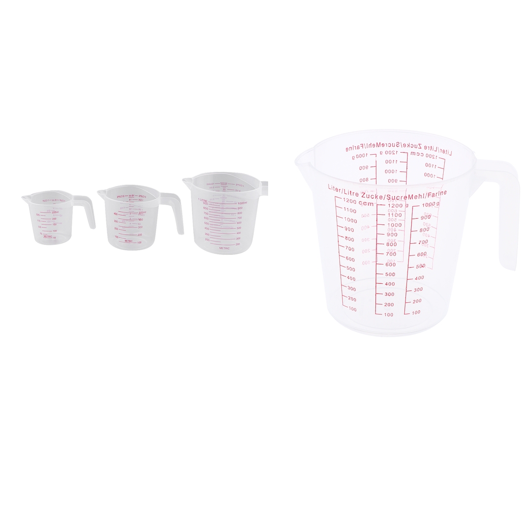 

4 pieces kitchen supplies liquid measuring cups jug 250/500/1000/1200ml