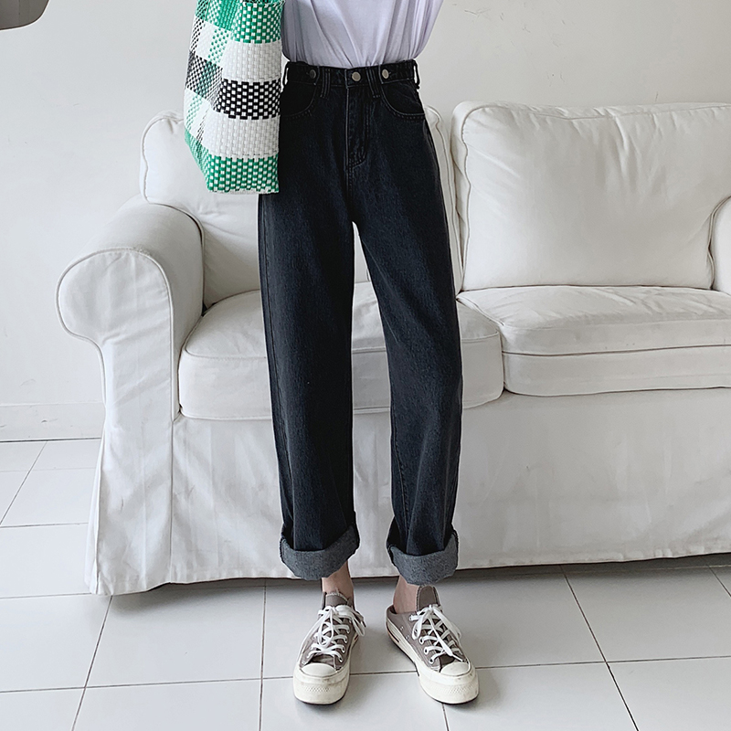 

High Waist Mom Jeans Casual Loose Vintage Boyfriend Denim Jeans Womens Black Plus Size Ladies