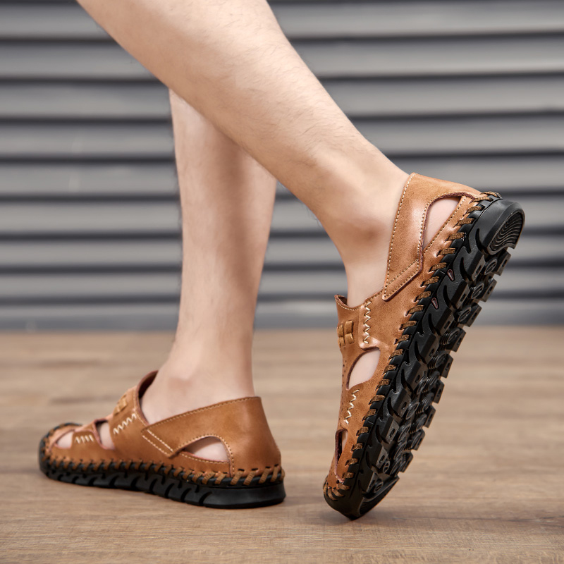 

slippers mens rubber outdoor men ete sandalle leather 2020 fashion romanas masculino shoes 2020 mens masculina sport work beach, Black