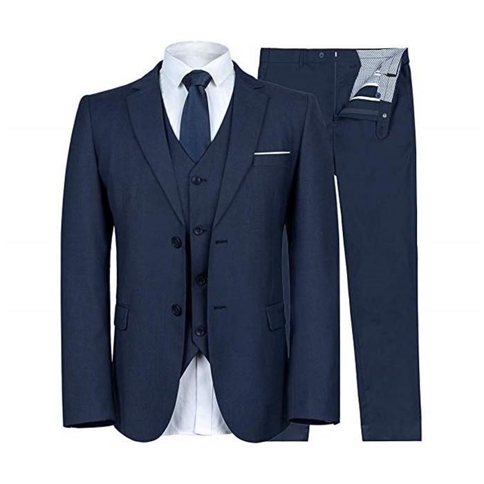 

Classic Notch Lapel Wedding Tuxedos Slim Fit Suits For Men Groomsmen Suit Three Pieces Cheap Prom Formal Suits (Jacket+Pants+Vest+Tie) 577, Same as image