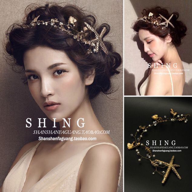 

Bride Head Bring Manual Starfish Hair Decorate Bride Full Dress Accessories Bride Manual Headwear