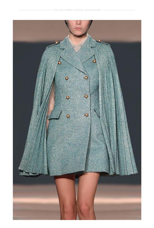 

New 2020 Fashion Women Spring Jacket Elegant Solid Batwing Sleeve Woolen Warm Cloak Ponchos Cape Coat Wool Blends Outerwear, Green