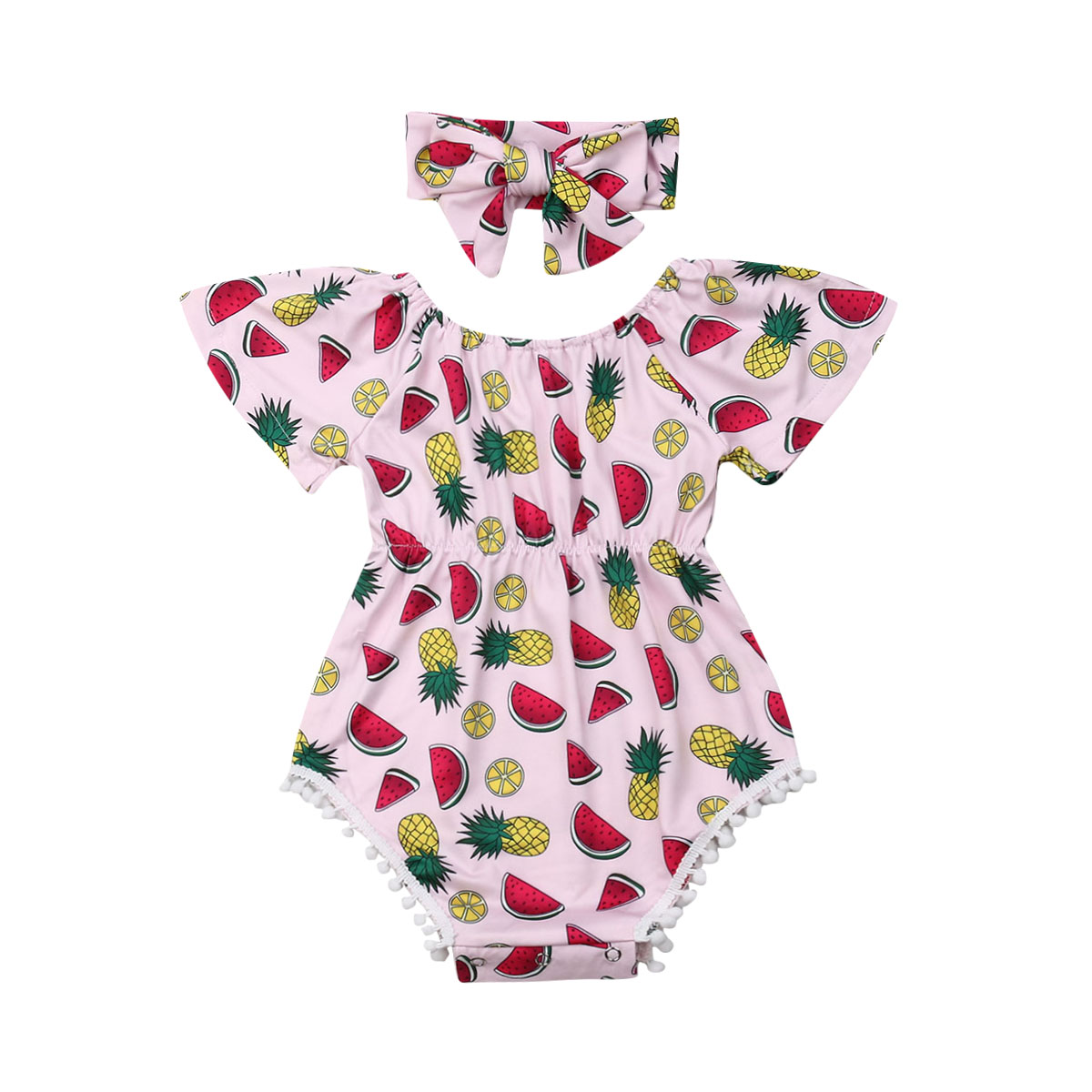 Baby Girl Clothes Newborn Baby Girls Romper Bodysuit Jumpsuit Headband Outfits Summer Clothes Baby Girl Bodysuits Cotton O-neck-image-472156249