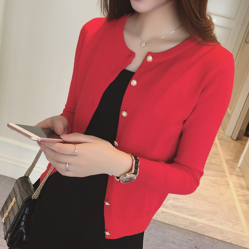 

2020 autumn new women's thin sweater short paragraph shawl jacket outside the cardigan knitted sweater women, Black