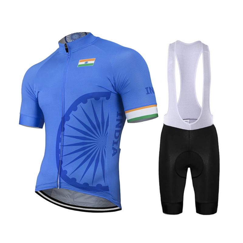 

Cycling Jersey Sets India Men / Women Summer Set Customized Bike MTB Road Mountain Race Tops Blue Bib Short 9D Gel Breathable, Photo style