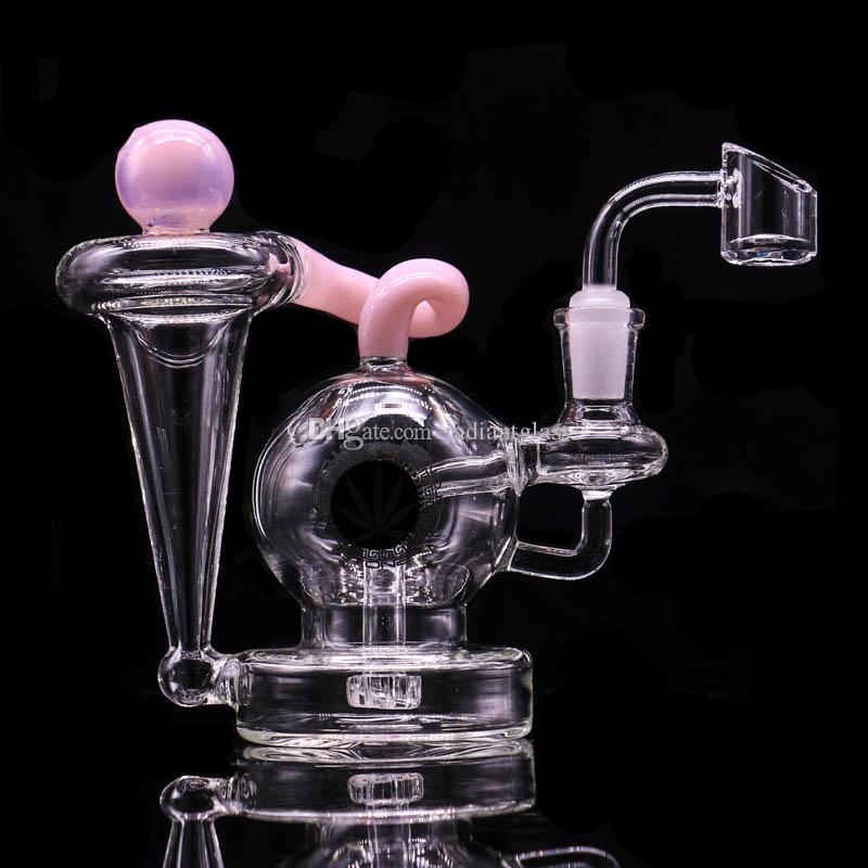 

Recycler dab rigs 5.7" colors Glass Dab Rig Water Glass Bongs Oil Rigs mini bong
