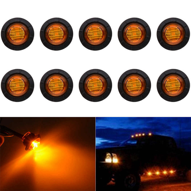 10x 3/4 pouces ronds LED LED Avant-latéral indicateur des indicateurs de déclenchement de balle lumineux étanche de la lumière 12V pour camion de