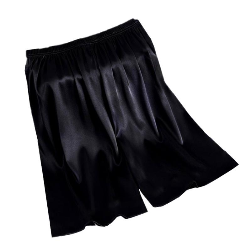 

Men's Home Silk Satin Pajamas Shorts Pyjamas Sleep Bottoms Nightwear Sleepwear Men's Artificial Silk Five-point Sleep Pants Home, Black
