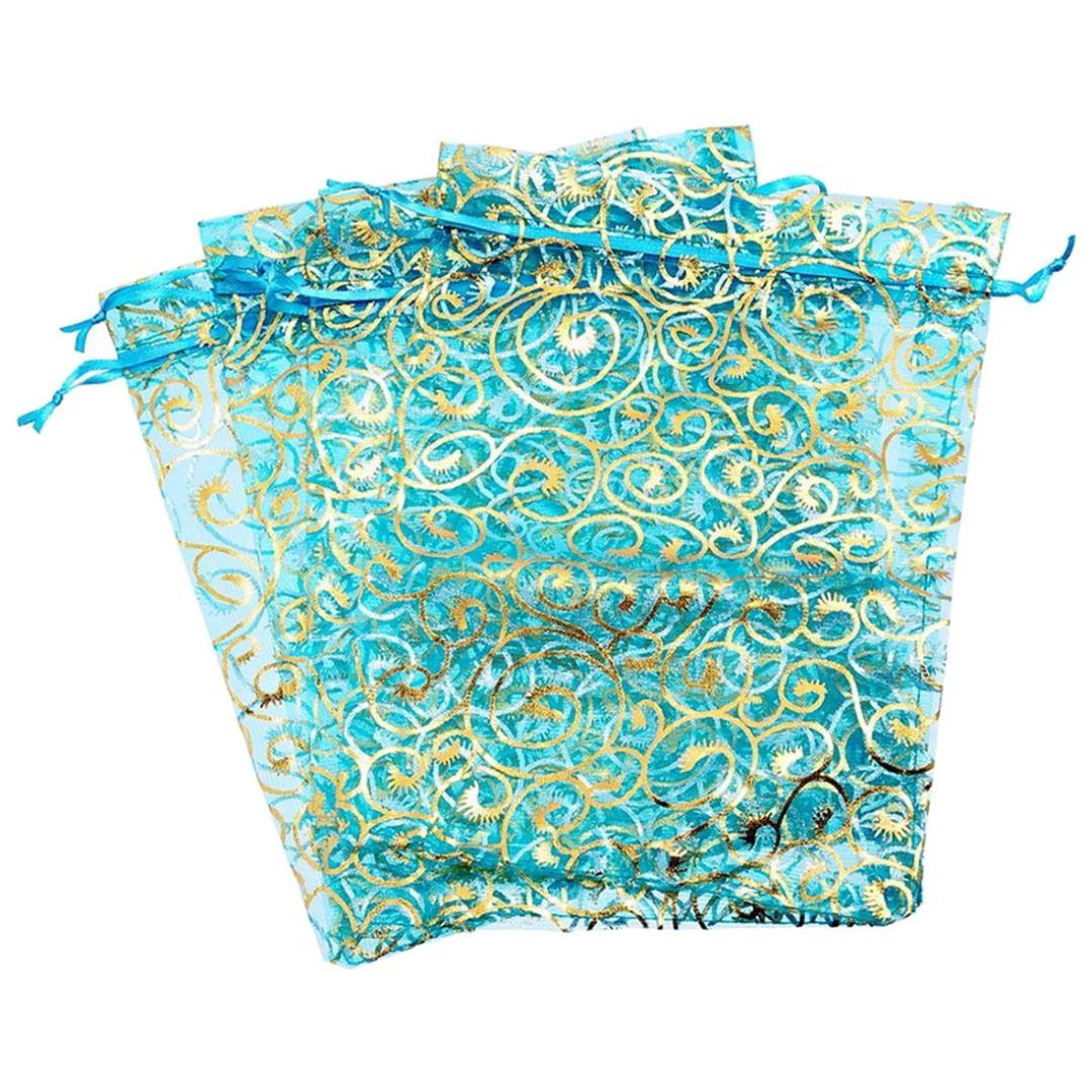 

25pcs Flower Organza Gift Bags Wedding/Christmas Favour 17x23cm Sky blue