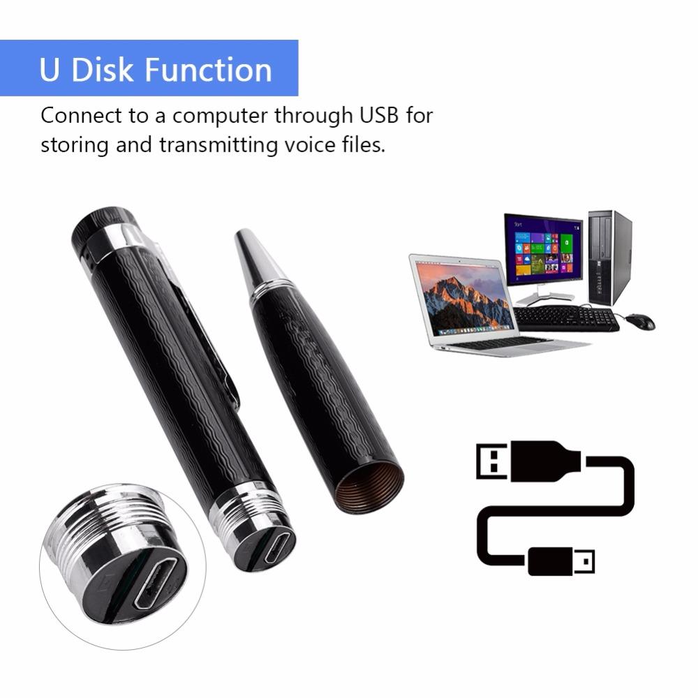 

Pen-shaped Continuous 10-hour Digital Voice Recorder 192Kbps One-button usb disk Audio voice Recorder With MP3 function support TF card