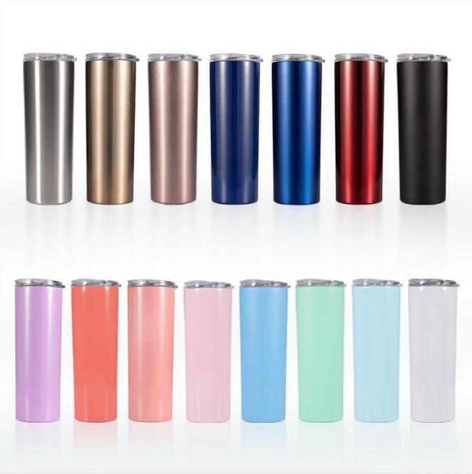 

Straight Tumbler Water Bottle Insulated Thermos Cup Stainless Steel Coffee Mug Vacuum Beer Wine Glass With Lids Straws 20Oz Drinkware C6938