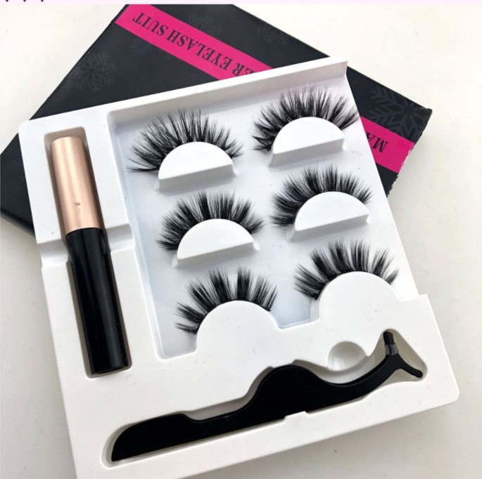 

Free Shipping ePacket 5 Magnet Eyelash Magnetic Liquid Eyeliner& Magnetic False Eyelashes & Tweezer Set Waterproof Long Lasting Eyelash