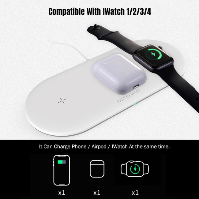 

Min.1set 3-In-1 Wireless Charger Pad QI Universal 10w Quick Charging For Smart Phone & Smart Watch & Wireless Bluetooth Earbuds