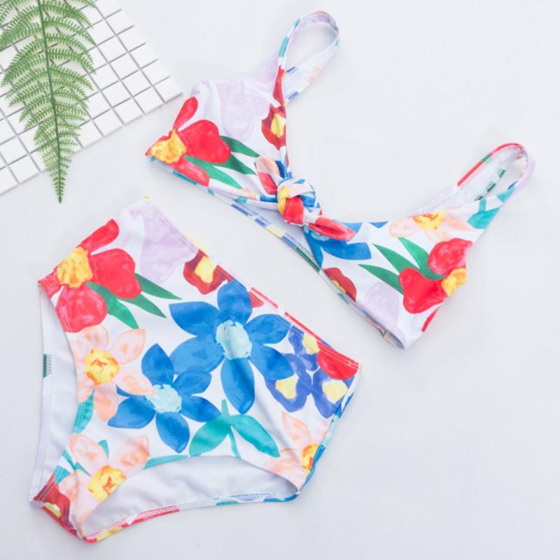 

Tankini Printed Floral Bow String High Waist Swimsuit Bikini Set Swimming Suit For Women Swimwear Bathing Suit Maillot, Dh174