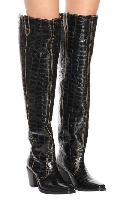 botas vaqueras cuadradas negras