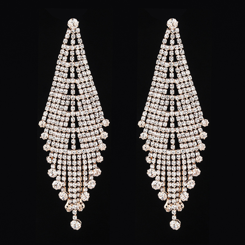 

Trendsetter Rhinestone Earring Claw Chain Length Fund Tassels Fully-jewelled Eardrop