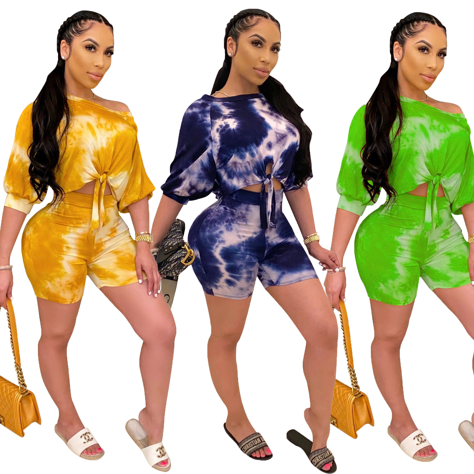 Designer Femmes Survêtement Casual Été Femmes Deux Pièces Ensemble Demi Manches O-Cou Tops + Shorts Costumes Sexy Night Joggers Imprimer Tenues S