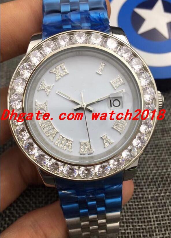 

Free Shipping 116231 43mm Jubilee 18K Yellow Gold / TT Jubilee Red Roman Diamond Dial VVS Diamond Watch Automatic Fashion Men's Watch Wrist