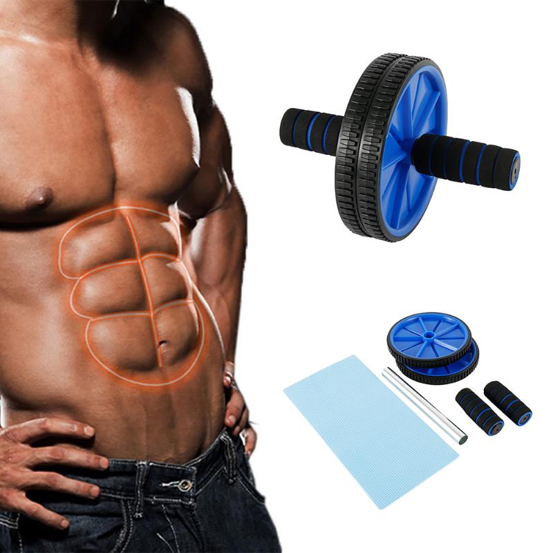 

Abdominal Wheel Roller Abdominal Muscle Trainer Gym Exercise Workout Equipment Body Shaper Building Ab Rollers with Pad, Blue