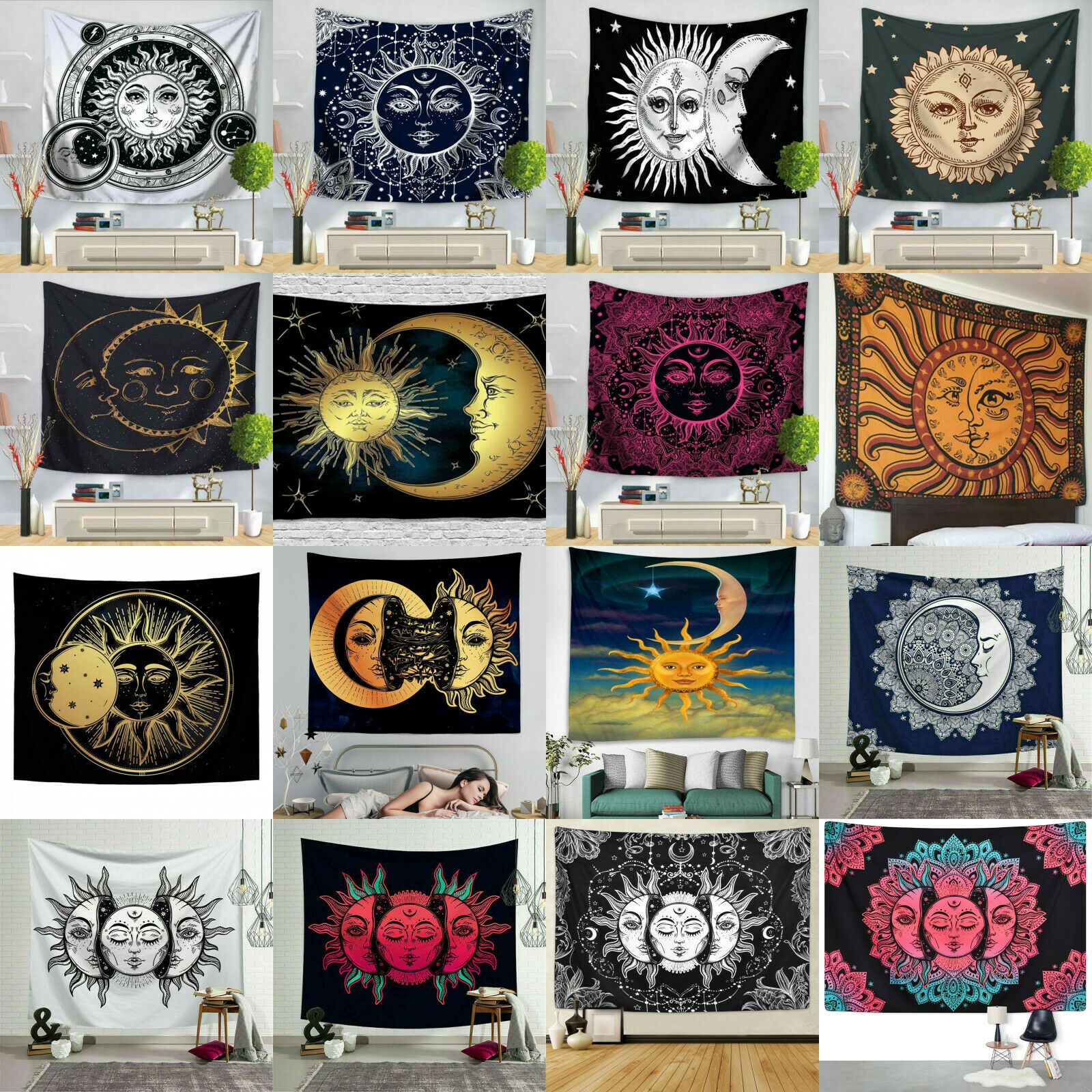 

Large Size HD Printed Mandala Tapestry Psychedelic Wall Hanging Bedspread Blankets Home Decor Wall Art Tapestry Decorative Pictures