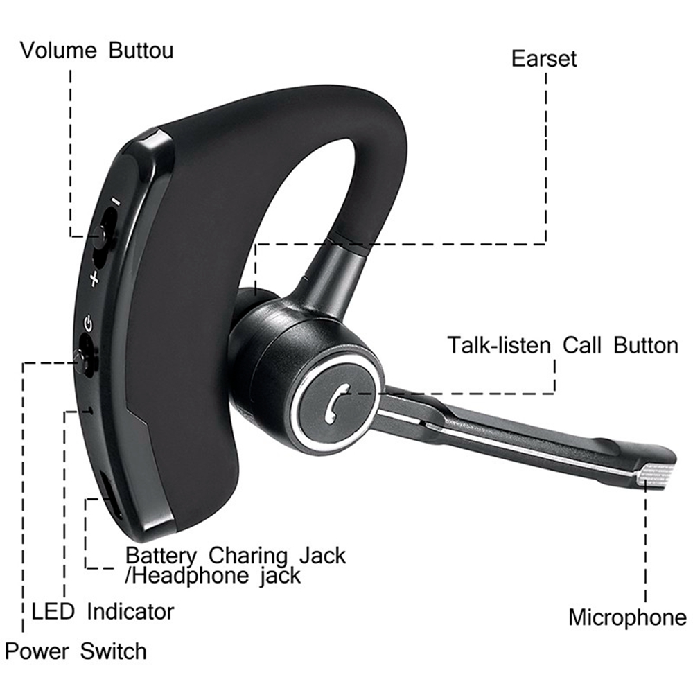 

V8 V8S Business Bluetooth Headset Wireless Earphone with mic for iPhone Bluetooth V4.1 Phone Handsfree Wireless Earphones noise canceling, Opp bag