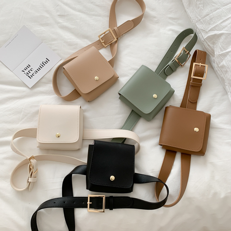 

Women Waist Belt Bag Vintage Waist Bags Ladies Bum Pouch Phone Leather Chest Packss Envelope Bags Girl Fashion pack, Beige