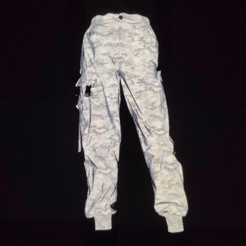 

Women High Waist reflective casual gray solid pants Streetwear Cargo Pants Loose Jogger Trousers Women 2020 Sweatpants