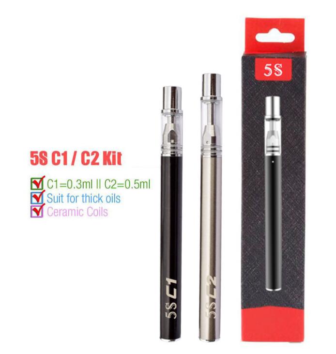 

Original Mjtech 5S C1 C2 Vape Pen Thick Oil Cartridges O pen CE3 Ceramic Coils Glass Tank 320mAh Starter Disposable Kit DHL Free