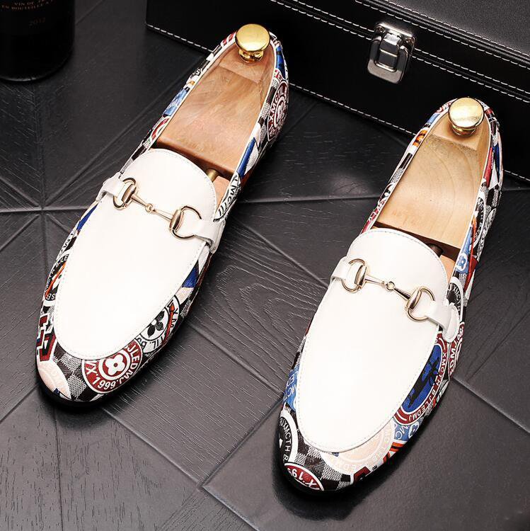 

France Designer Mens Loafers Genuine Leather Casual Flats Men Loafers Breathable Black Slip on Wedding Oxford Shoes, White