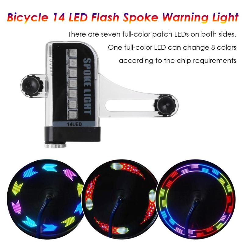 

Bicycle Cycling Bike Tyre Tire Wheel 14 LED Flash Spoke Warning Light Lamp Bike Spoke Decorations Bicycle Lights